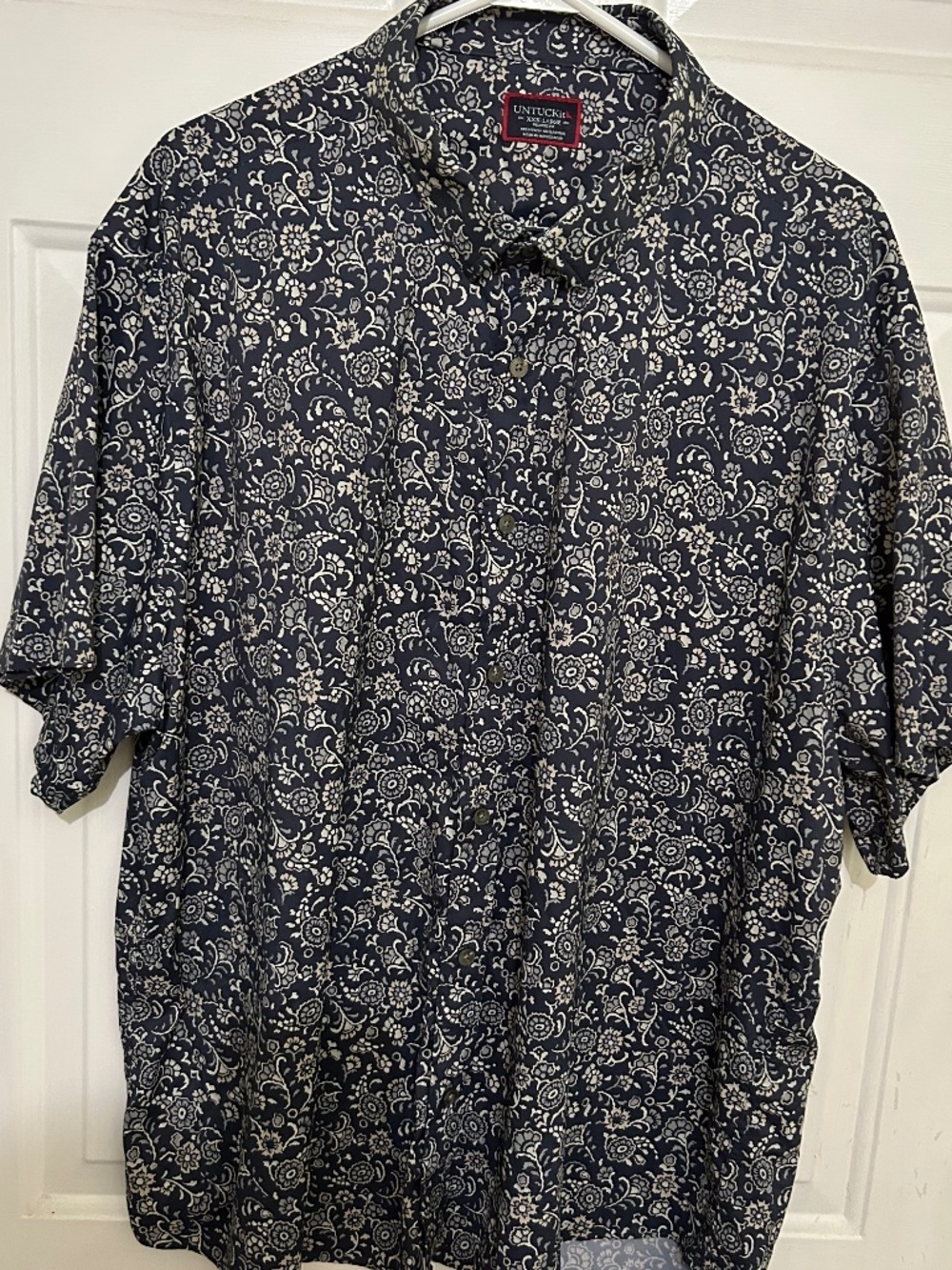 Untuckit, 3XL, blue, relaxed fit short sleeve shirt